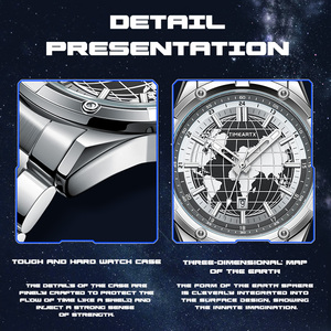 Timeartx Thời Trang Người Đàn Ông Thạch Anh Đồng Hồ Thép Không Gỉ Chống Thấm Nước Đồng Hồ Thể Thao Sáng Đồng Hồ Bản Đồ Thế Giới Thiết Kế Quay Số Chronograph Đồng Hồ - Product Image 5