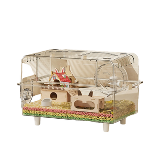 Grande gabbia per criceto di lusso trasparente da 60cm con Design dorato Anti-rosicchiamento della casa in plastica Anti-fuga - Product Image 5