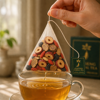 Coffret Cadeau Luxe Thé aux Cinq Trésors au Ginseng 5g*30 Sachets de Thé Pyramidaux Maca Goji Mûre Dattes Rouges Boîte Cadeau Bien-être Premium