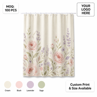 Rideau de Douche Moderne Abstrait Personnalisé à Motifs Floraux en Tissu Séchage Rapide avec Logo OEM ODM pour Hôtels, Commerces et Projets de Salles de Bain