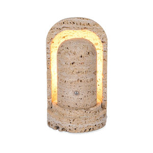 Abat-jour de table LED personnalisé en céramique marbrée multicolore de forme cylindrique, moderne, éco-responsable, directement de l'usine, pour salon - Product Image 4