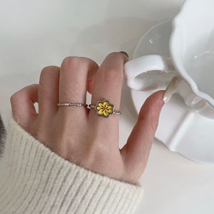 S925 Sterling Silver Cherry Blossom <b>Ring</b> Women's Adjustable Enamel Flower Jewelry Gift - Product Image 3