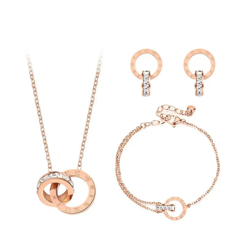 Set perhiasan wanita modis 2024 Set hadiah perhiasan anting gelang kalung