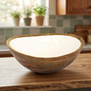 Enamel <b>Mango</b> <b>Wood</b> Large <b>Bowl</b> - Product Image 3