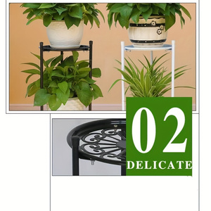 Support à plantes et étagère en métal à 2 niveaux, finition huilée, pour décoration intérieure/extérieure, 1 paquet - Product Image 3