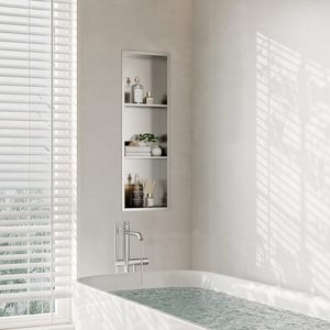 Bathroom Storage <b>Shelf</b> Recessed <b>Corner</b> 3 Tier Rectangle Custom Size Durable Waterproof For Bathroom - Product Image 1