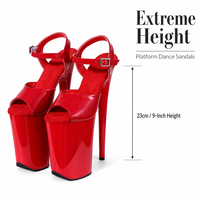 Chaussures de pole dance personnalisées de 9 pouces en cuir PU à bout ouvert avec plateforme et talons pour l'entraînement de pole fitness et les spectacles sur scène OEM