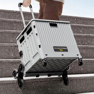 नए रुझान फोल्डेबल शॉपिंग कार्ट मल्टीफंक्शन सीढ़ी सीढ़ी के साथ आउटडोर पिकनिक के लिए पहियों के साथ - Product Image 4