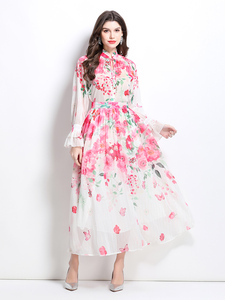 Abito floreale lungo estivo da donna alla moda abbigliamento Casual Maxi abiti eleganti (vestito taglie forti disponibile) - Product Image 3