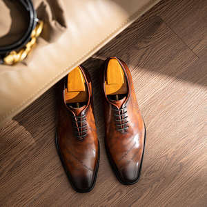 รองเท้าหนังผู้ชายทรงอ็อกซ์ฟอร์ดหัวเหลี่ยม สไตล์คลาสสิกหรูหรา งานแฮนด์เมด รุ่นใหม่ ปี 2026  รองเท้าทางการและลำลองที่ต้องมี - Product Image 1