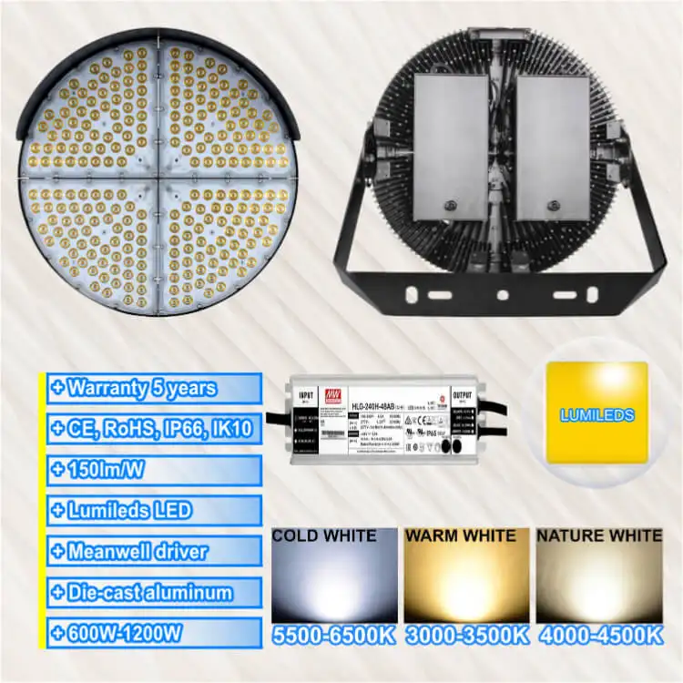 750W 1200W Tall High Floodlight Large Professional Court Other Commercial Light for Golf Ski Cricket Ground Price Pole Rate