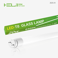 Lámpara LED T8 de Clase E ERP, Tubo de Vidrio de 270 Grados, 120lm/W, 5 pies, 20W, Reemplazo de Lámpara Fluorescente T8 para Oficina y Escuela