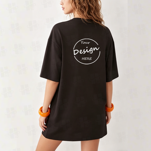 T-shirt in cotone 100% personalizzabile con logo, stampa serigrafica, all'ingrosso, da donna, <span class=keywords><strong>oversize</strong></span>, tinta unita, estiva, modello vestito - Product Image 3