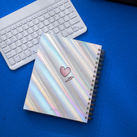 Planificateur en spirale A5 mignon avec autocollants-cahier de couverture holographique arc-en-ciel pour les cadeaux scolaires planificateur personnalisable de bureau