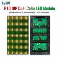 Modul Layar LED P10 DIP Dua Warna Merah Hijau Tahan Air Luar Ruangan Kecerahan Tinggi 320x160mm Panel Tanda Bergulir untuk Etalase Toko