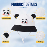 Sombrero de Pescador para Bebés y Niños Pequeños, Diseño de Panda, con Correa para la Barbilla, Accesorios Lindos para la Cabeza