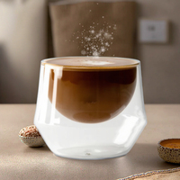 Petites tasses à expresso en verre Tasses à thé et soucoupes pour boissons chaudes pour latte, cappuccino, café et expresso