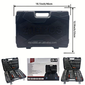 216 PCS Accessories Auto Tool Set Sockets 1/2" 1/4" 3/8" Drive SAE Metric Mixed Ratcheting Spanner Hard Case 1 Set OEM Car - Product Image 6