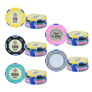 Traceable easy to liquidate RFID poker chips customized eco friendly composite material 45mm 40mm Texas Hold'em game chips
