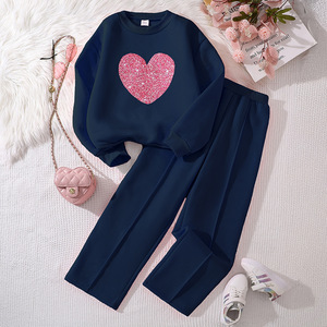 Abbigliamento per Ragazze 2026, Set 2 Pezzi Rosa con Motivo a Cuori, <span class=keywords><strong>Felpa</strong></span> + <span class=keywords><strong>Pantaloni</strong></span>, Completo Sportivo Autunnale <span class=keywords><strong>in</strong></span> Colori Misti - Product Image 2