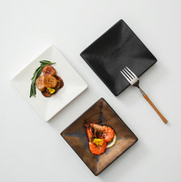 Vaisselle en porcelaine blanche, noire et dorée, assiettes en céramique pour restaurant, plat en céramique, vente chaude
