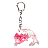 Porte-clés en acrylique en forme de dauphin, adorable porte-clés d'animal marin, porte-clés en forme de dauphin liquide à l'huile, accessoires de pendentif