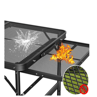 Table pliante portable en maille avec côtés relevables 90x60 en alliage d'aluminium, capacité de charge 30 kg, pour camping, pique-nique et barbecue en extérieur