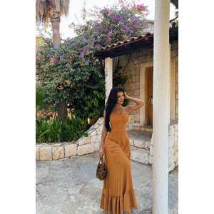 ชุดเดรสวินเทจสีน้ำตาลทรงสวยสง่าสำหรับสุภาพสตรี ไซส์ XL แบบไร้สายรัดไหล่ แขนพอง ผ้าสแปนเด็กซ์ รับสกรีนโลโก้ เหมาะสำหรับโอกาสในช่วงกลางวัน ฤดูใบไม้ผลิ ฤดูใบไม้ร่วง ฤดูหนาว - Product Image 6