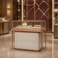 Comptoir de présentation de bijoux personnalisé avec éclairage LED, vitrine de luxe en verre pour magasin de bijoux, mobilier de magasin de détail