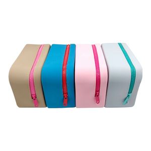 Women's Waterproof Silicone <b>Makeup</b> Cosmetic <b>Case</b> Zipper Closure Shoulder Crossbody Organizer Pouch for Coin <b>Brushes</b> Purse Bags - Product Image 2