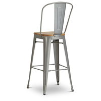 Chaise de Bar de Cuisine Vintage en Métal Antique Vintage Tabouret de Bar Industriel à Dossier Haut