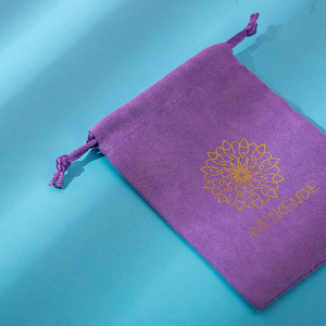 Velvet <b>Drawstring</b> Bag For Jewelry Storage Purple Rectangular <b>Pouch</b> With Printing Design Organizing Accessories Gift Packaging - Product Image 4