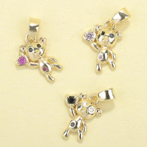 <span class=keywords><strong>Collar</strong></span> de Eslabones Sencillos Chapado en Oro de 14k para Niñas y Mujeres, Latón, Colgante de Corazón de Oso Español con Circonita Cúbica, Joyería Infantil para Hacer Manualidades - Product Image 4