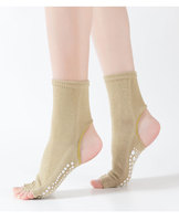 Chaussettes de sport respirantes à motif de points antidérapantes, à talon ouvert, mi-doigts, pour femme, idéales pour le Pilates et le Yoga (lot de 5 paires)
