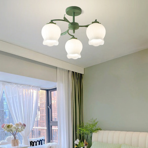 French Country Style Wabi-Sabi <b>Dining</b> Room Chandelier Creamy Floral Wizard Oz Bedroom Main <b>Light</b> 60W Power - Product Image 5