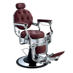 Chaise de salon de coiffure en cuir marron moderne pour hommes, équipement de rasage robuste - Product Image 1