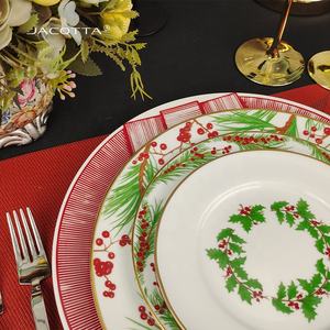 Real sublimación hueso China viejo país blanco porcelana en blanco rosa boda platos <span class=keywords><strong>vajilla</strong></span> conjunto de cerámica para el hogar Navidad - Product Image 3