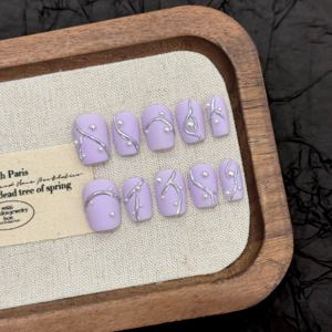 Diseño #3049 Gel acrílico de alta calidad Nail Art hecho a mano 10 piezas Extra corto ataúd Prensa en <span class=keywords><strong>uñas</strong></span> <span class=keywords><strong>mate</strong></span> púrpura <span class=keywords><strong>uñas</strong></span> artificiales - Product Image 4