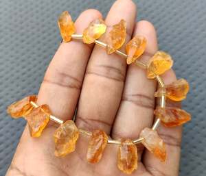 Juego de 21 piezas de piedra natal de noviembre, citrino natural sin tratar, taladro lateral superior, gemas rugosas de forma desigual para la fabricación de joyas amarillas - Product Image 2