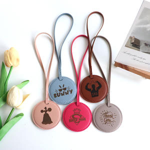 Porte-clés rond en cuir PU, pendentif pour sac à main femme, cadeau, breloque pour sac de voyage, accessoires de sac DIY - Product Image 5