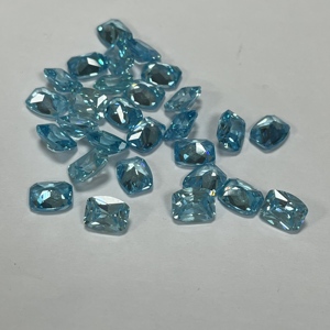 Kubik zirkonia 6.5x8mm lemak persegi panjang bentuk biru langit longgar batu - Product Image 3