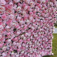 Latar Belakang Dinding Bunga Mawar Merah Muda Peony Kain Katun Elegan untuk Dekorasi Tempat Pernikahan dan Perlengkapan Fotografi