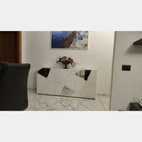 Muebles de acento, pintado blanco Simple aparador, soporte de TV, armario con almacenamiento con vidrio para sala de estar, comedor