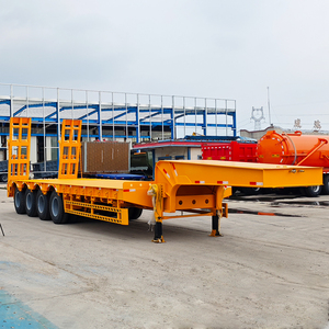 Semirremolque de plataforma baja de <span class=keywords><strong>segunda</strong></span> <span class=keywords><strong>mano</strong></span>, de 4 <span class=keywords><strong>ejes</strong></span>, para transporte de excavadoras pesadas de 50T, 60T, 70T, 80T y 100 toneladas - Product Image 2