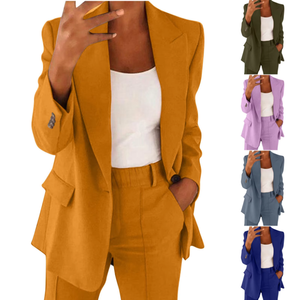 Ensemble décontracté pour <span class=keywords><strong>femme</strong></span>, nouvelle mode 2026, style international : Cardigan à revers coupe ajustée, veste de costume élégante et <span class=keywords><strong>pantalon</strong></span> coupe droite - Product Image 1