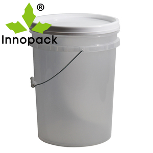 Seau en plastique PP de qualité alimentaire blanc de 20L avec poignée en métal et couvercle ordinaire Capacité de 5 gallons Transparent Certifié ISO9001 HACCP - Product Image 5
