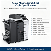 Photocopieur multifonction couleur A3 Konica Minolta Bizhub C458 reconditionné et entièrement testé |   Stock en gros, prêt à l'exportation, garantie de 90 jours