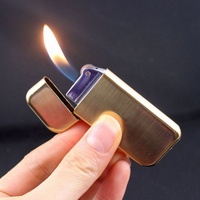 Briquet à gaz plat et fin en métal vierge à flamme douce, personnalisable avec logo, pour cigarettes – Cadeau promotionnel