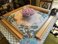 Tapis de jeu de mahjong néo-chinois haut de gamme, tapis de jeu en caoutchouc antidérapant et insonorisant avec un design élégant de paysage de grue