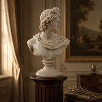 Busto de Apolo, Dios Griego, Hecho a Mano en Resina, Escultura Clásica Romana de Arenisca, 31 cm, Decoración para Hogar u Oficina, Regalo